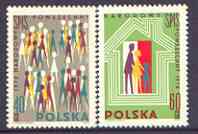 Poland 1970 National Census perf set of 2 unmounted mint, SG 2008-09, stamps on census, stamps on population, stamps on maths