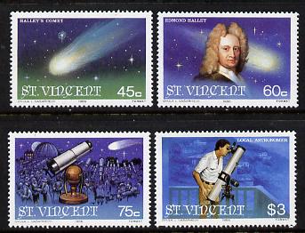 St Vincent 1986 Halleys Comet set of 4 unmounted mint SG 973-6, stamps on space, stamps on telescope, stamps on halley