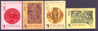 Poland 1973 Polska 73 Stamp Exhibition perf set of 4 unmounted mint, SG 2243-47, stamps on , stamps on  stamps on stamp exhibitions, stamps on  stamps on antiques, stamps on  stamps on artefacts, stamps on  stamps on death