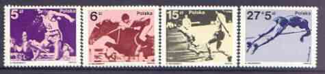 Poland 1983 Sports Achievements perf set of 4 unmounted mint, SG 2875-78, stamps on sport, stamps on football, stamps on pole vault, stamps on horses, stamps on show jumping, stamps on athletics