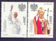 Poland 1991 Papal Visit perf set of 2 unmounted mint, SG 3359-60, stamps on pope