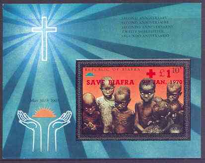 Nigeria - Biafra 1969 Second Anniversary perf m/sheet opt'd 'Save Biafra' and surcharged + 1 unmounted mint, stamps on , stamps on  stamps on children, stamps on refugees