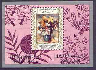 Aden - Upper Yafa 1967 Paintings of Flowers (Renoir) imperf m/sheet  unmounted mint, Mi BL16, stamps on , stamps on  stamps on arts, stamps on  stamps on flowers, stamps on  stamps on renoir