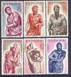 Spain 1962 400th Death Anniversary of Alonso Berruguete (sculptor) perf set of 6 unmounted mint, SG 1499-1504, stamps on arts, stamps on sculpture