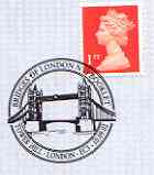Postmark - Great Britain 2002 souvenir cover for the Bridges of London with Tower Bridge illustrated cancel, stamps on london, stamps on civil engineering, stamps on bridges