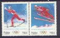 Poland 1994 Lillehammer Winter Olympic Games perf set of 2 unmounted mint, SG 3505-06, stamps on olympics, stamps on skiing