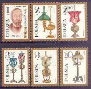 Poland 1982 Death Centenary of Ignacy Lukasiewicz (inventor of petroleum lamp) perf set of 6 unmounted mint, SG 2801-06, stamps on inventors, stamps on enery, stamps on lighting, stamps on  oil , stamps on 