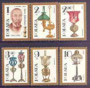 Poland 1982 Death Centenary of Ignacy Lukasiewicz (inventor of petroleum lamp) perf set of 6 unmounted mint, SG 2801-06, stamps on , stamps on  stamps on inventors, stamps on  stamps on enery, stamps on  stamps on lighting, stamps on  stamps on  oil , stamps on  stamps on 