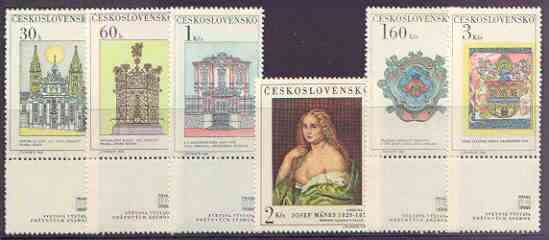 Czechoslovakia 1968 'Praga 68' Stamp Exhibition (4th Issue) set of 6 unmounted mint, SG 1749-54, stamps on , stamps on  stamps on stamp exhibition, stamps on arts, stamps on fountains, stamps on  stamps on 