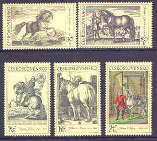 Czechoslovakia 1969 Horses Works of Art perf set of 5 unmounted mint, SG 1821-25, stamps on , stamps on  stamps on horses, stamps on  stamps on arts, stamps on  stamps on durer