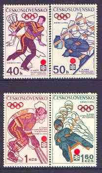 Czechoslovakia 1972 Sapporo Winter Olympics perf set of 4 unmounted mint, SG 2016-19, stamps on olympics, stamps on skiing, stamps on ice hockey, stamps on skating, stamps on sled