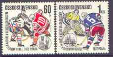 Czechoslovakia 1972 World Ice Hockey Championships perf set of 2 unmounted mint, SG 2035-36, stamps on sport, stamps on ice hockey