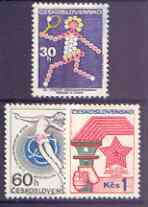 Czechoslovakia 1973 Sports Events perf set of 3 unmounted mint, SG 2083-85, stamps on sport, stamps on tennis, stamps on ice skating