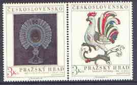 Czechoslovakia 1974 Prague Castle (10th series) set of 2 unmounted mint, SG 2163-64, stamps on , stamps on  stamps on arts, stamps on  stamps on chickens, stamps on  stamps on glass, stamps on  stamps on castles