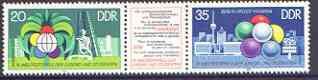 Germany - East 1978 World Youth & Students' Festival se-tenant pair plus label unmounted mint, SG E2060a, stamps on , stamps on  stamps on youth, stamps on  stamps on students, stamps on  stamps on 