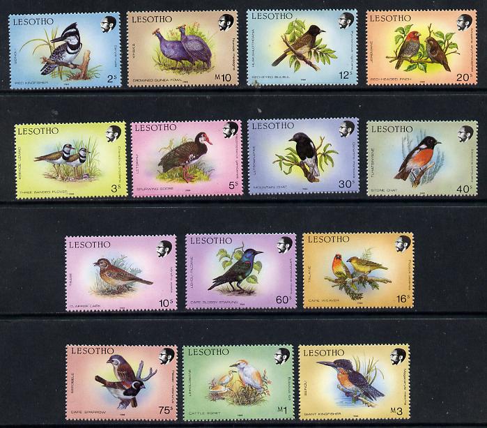 Lesotho 1988 Birds definitives (ex 55s) unmounted mint SG 791-799 & 801-5), stamps on , stamps on  stamps on birds     plover    goose    chat    kingfisher    guineafowl    lark   starling    finch    sparrow   bulbul     weaver     egret