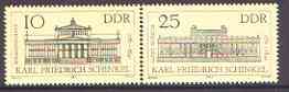 Germany - East 1981 Birth Bicentenary of Karl Friedrich Schinkel (architect) perf set of 2 unmounted mint, SG E2332-33, stamps on , stamps on  stamps on architecture, stamps on  stamps on theatres, stamps on  stamps on museums