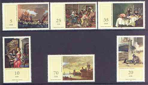 Germany - East 1982 Paintings in Schwerin State Museum perf set of 6 unmounted mint, SG E 2434-39, stamps on , stamps on  stamps on arts, stamps on  stamps on ships, stamps on  stamps on windmills, stamps on  stamps on music