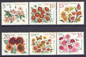 Germany - East 1982 Autumn Flowers perf set of 6 unmounted mint, SG E2445-50, stamps on flowers, stamps on insects, stamps on butterflies, stamps on bees