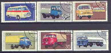 Germany - East 1982 IFA Vehicles perf set of 6 fine used, SG E2452-57, stamps on , stamps on  stamps on transport, stamps on  stamps on trucks, stamps on  stamps on ambulances, stamps on  stamps on buses, stamps on  stamps on milk, stamps on  stamps on roads, stamps on  stamps on 