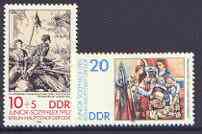 Germany - East 1983 Junior Sozphilex 1983 Stamp Exhibition perf set of 2 unmounted mint, SG E2529-30, stamps on , stamps on  stamps on stamp exhibitions, stamps on  stamps on arts, stamps on  stamps on youth, stamps on  stamps on 