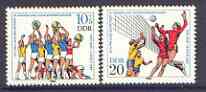 Germany - East 1983 Gymnastics Young Peoples Sports Day perf set of 2 unmounted mint, SG E2532-33, stamps on children, stamps on sport, stamps on volleyball
