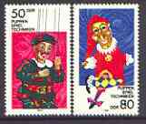 Germany - East 1984 Puppets perf set of 2 unmounted mint, SG E2587-88, stamps on puppets, stamps on toys, stamps on entertaining, stamps on theatre, stamps on entertainments