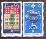 Germany - East 1984 Leipzig Autumn Fair perf set of 2 unmounted mint, SG E2602-03, stamps on fairs, stamps on glass
