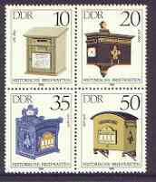 Germany - East 1985 Letter-Boxes perf set of 4 in se-tenant block unmounted mint, SG E2636-39, stamps on , stamps on  stamps on postbox