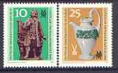 Germany - East 1985 Leipzig Spring Fair perf set of 2 unmounted mint, SG E2641-42, stamps on fairs, stamps on pottery, stamps on statues, stamps on bach, stamps on music, stamps on composers