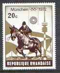 Rwanda 1972 Horse Jumping 20c (from Munich Olympic Games 2nd issue set) unmounted mint, SG 490, stamps on horse jumping, stamps on horses