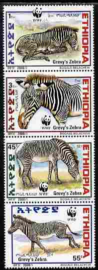 Ethiopia 2001 WWF - Grevy's Zebra perf set of 4 values unmouted mint SG 1816-19, stamps on , stamps on  stamps on animals, stamps on  stamps on  wwf , stamps on  stamps on zebras, stamps on  stamps on zebra