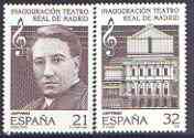 Spain 1997 Re-opening of Royal Theatre perf set of 2 unmounted mint, SG 3453-54, stamps on , stamps on  stamps on theatres, stamps on  stamps on music