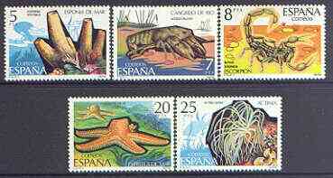 Spain 1979 Spanish Fauna (7th issue) Invertebrates perf set of 5 unmounted mint, SG 2579-83, stamps on , stamps on  stamps on marine life, stamps on  stamps on insects