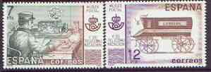 Spain 1981 Postal & Telecommunications Museum perf set of 2 unmounted mint, SG 2663-64, stamps on , stamps on  stamps on postal, stamps on  stamps on museums, stamps on  stamps on telegraph, stamps on  stamps on mail coaches