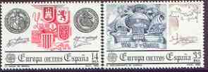 Spain 1982 Europa perf set of 2 unmounted mint, 2680-81, stamps on , stamps on  stamps on europa, stamps on  stamps on heraldry, stamps on  stamps on arms, stamps on  stamps on ships, stamps on  stamps on columbus, stamps on  stamps on 