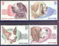 Spain 1983 Spanish Dogs perf set of 4 unmounted mint, SG 2728-31, stamps on dogs, stamps on mastiff, stamps on setter, stamps on spaniel, stamps on basset