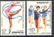 Spain 1985 World Gymnastics Championships perf set of 2 unmounted mint, SG 2841-42, stamps on , stamps on  stamps on sport, stamps on  stamps on gymnastics, stamps on  stamps on  gym , stamps on  stamps on gymnastics, stamps on  stamps on 