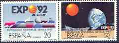 Spain 1987 Expo '92 World's Fair (2nd issue) perf set of 2 unmounted mint, SG 2941-42, stamps on expo, stamps on space