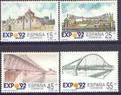 Spain 1991 Expo '92 World's Fair (6th issue) perf set of 4 unmounted mint, SG 3094-97, stamps on , stamps on  stamps on expo, stamps on  stamps on bridges, stamps on  stamps on tourism, stamps on  stamps on churches