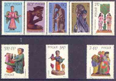 Poland 1969 Polish Folk Sculpture perf set of 8 unmounted mint, SG 1951-58, stamps on , stamps on  stamps on arts, stamps on  stamps on sculpture