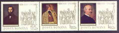 Rumania 1968 Paintings of 1848 Revolution perf set of 3 unmounted mint, SG 3571-73, stamps on , stamps on  stamps on arts, stamps on  stamps on revolutions