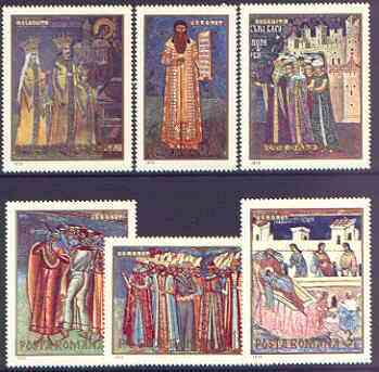 Rumania 1970 Frescoes from Monasteries #2 set of 6 unmounted mint, SG 3736-41, stamps on , stamps on  stamps on arts, stamps on  stamps on religion