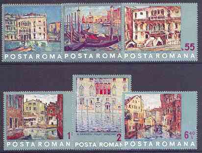 Rumania 1972 UNESCO Save Venice (Painting by Petrascu) perf set of 6 unmounted mint, SG 3951-56, stamps on arts, stamps on buildings, stamps on unesco, stamps on united nations