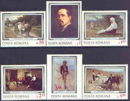 Rumania 1977 Paintings by Nicolae Grigorescu perf set of 6 unmounted mint, SG 4271-76, stamps on , stamps on  stamps on arts, stamps on oxen, stamps on bovine, stamps on  stamps on ovine