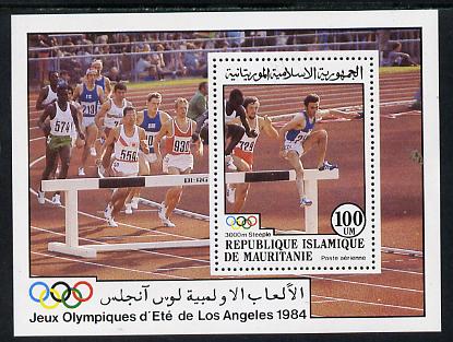 Mauritania 1984 Olympic Games 100um m/sheet (Steeplechase) unmounted mint, stamps on , stamps on  stamps on sport    steeplechase    olympics