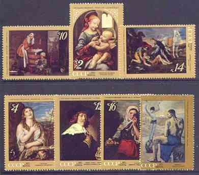 Russia 1971 Foreign Paintings in Russian Museums perf set of 7 unmounted mint, SG 3952-58, stamps on arts, stamps on leonardo da vinci, stamps on titian, stamps on hals, stamps on murillo, stamps on picasso