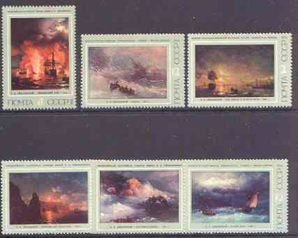 Russia 1974 Marine Paintings by Ivan Aivazovsky perf set of 6 unmounted mint, SG 4263-68, stamps on , stamps on  stamps on arts, stamps on  stamps on ships, stamps on  stamps on shipwrecks