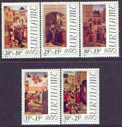 Surinam 1976 Easter Paintings perf set of 5 unmounted mint, SG 816-20, stamps on , stamps on  stamps on arts, stamps on  stamps on easter