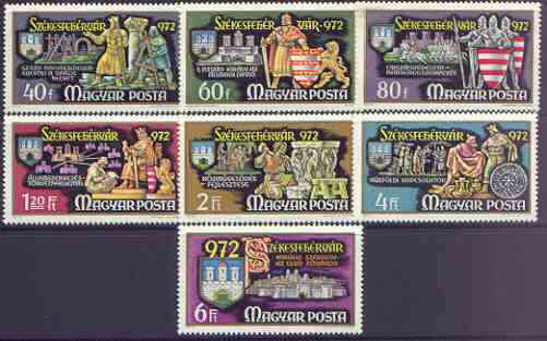 Hungary 1972 Millenary of Szekesfehervar perf set of 7 unmounted mint, SG 2696-2702, stamps on , stamps on  stamps on arts, stamps on  stamps on masonics, stamps on  stamps on heraldry, stamps on  stamps on arms, stamps on  stamps on masonry